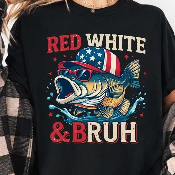 Funny Independence Day Shirt, Love Fishing Shirt - Picture 1 of 3